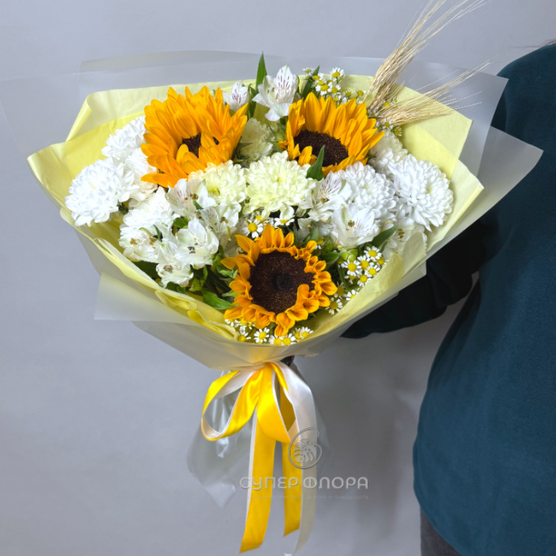 Букет из хризантем «Луния»